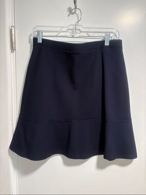 Loft Navy A-Line Flounce Hem Skirt
 - M